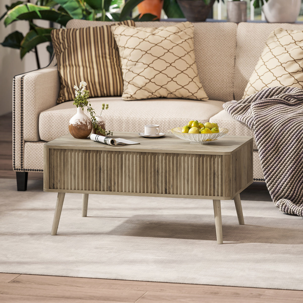 Lift top coffee table with storage