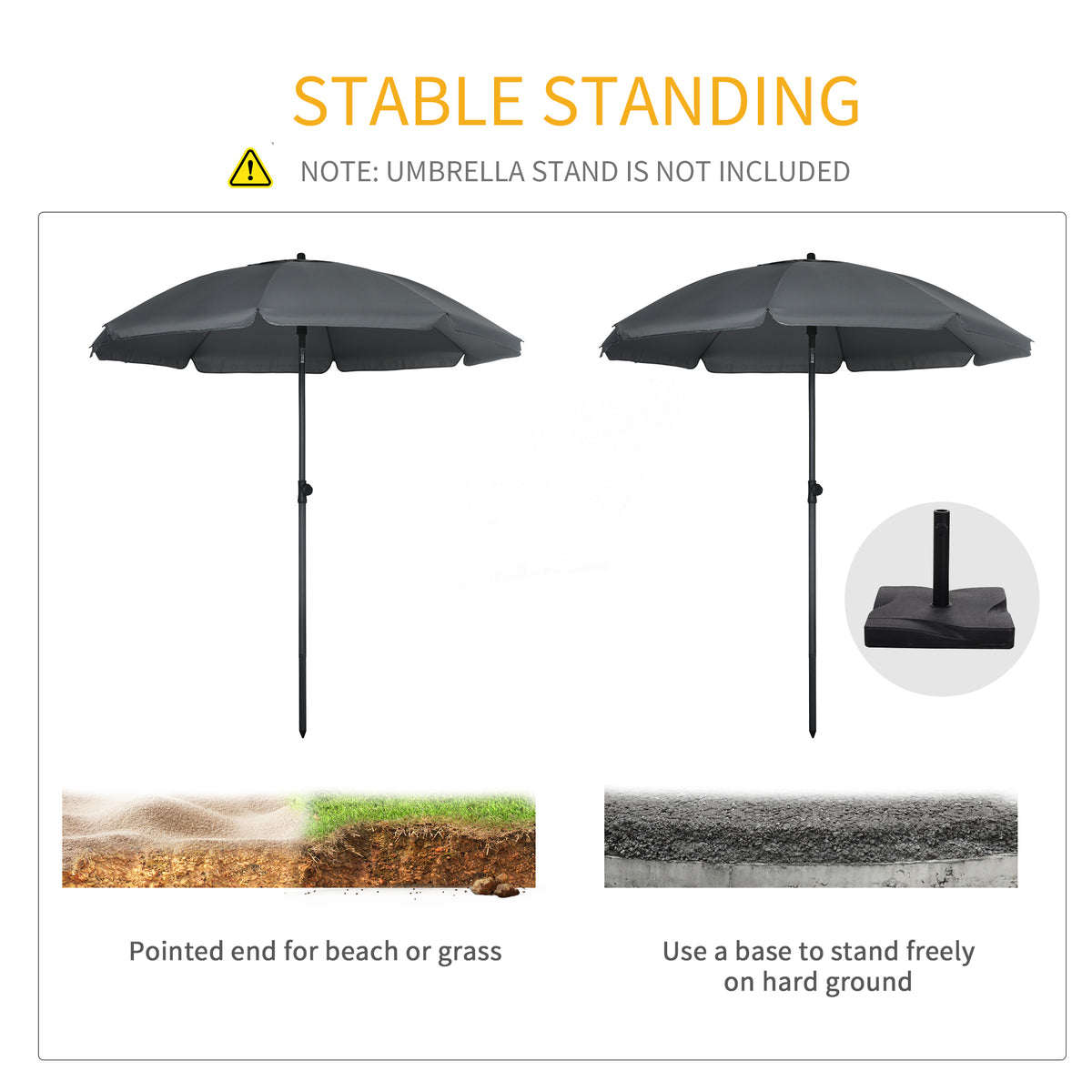 Sombrilla de playa inclinable UV50+ con toldo ventilado y volantes