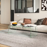 Mesa de centro rectangular de vidrio templado para sala de estar