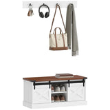 Coat rack shoe bench set rustic style — Set of 2