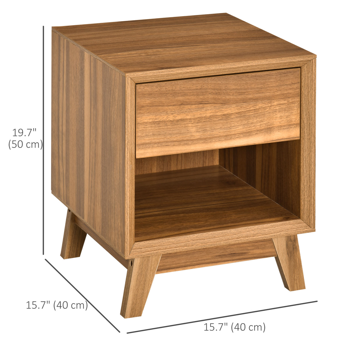 Mesita de noche moderna con cajón y estante