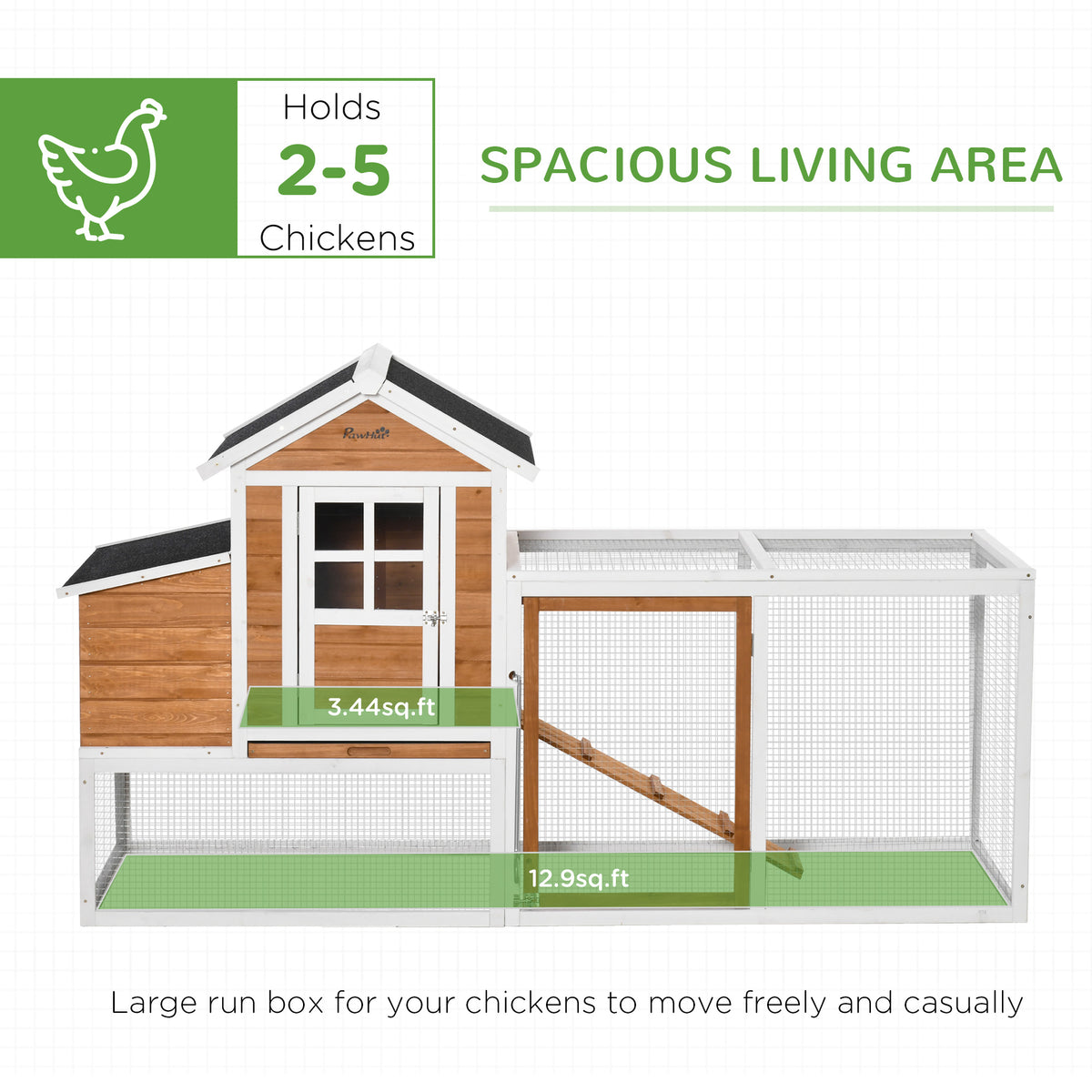 Large Chicken Coop with Nesting Box and Covered Run