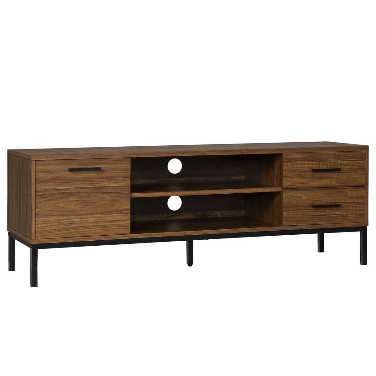 Modern TV stand with storage and open shelves