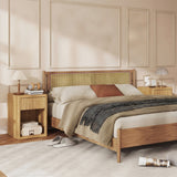 Modern Nightstand Set of 2 with Fluted Drawer and Open Shelf