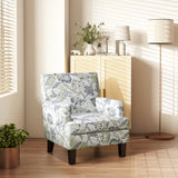 Mid-Century Accent Armchair Floral Pattern Nailhead Trim