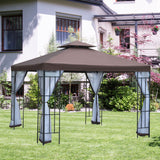 Cenador de jardín de doble techo con mosquitera 3x3 m