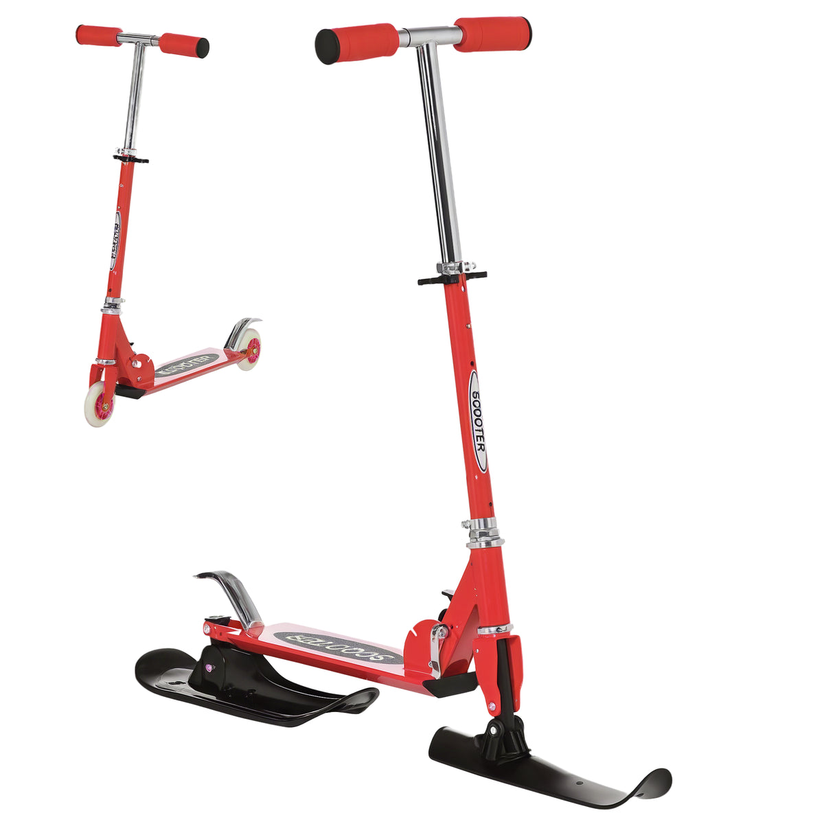 2-in-1 foldable snow scooter