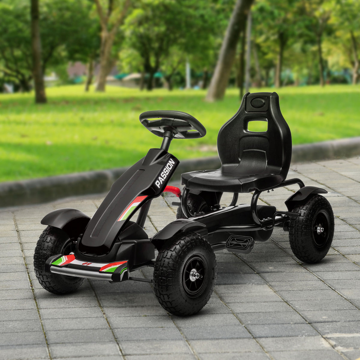 Pedal go kart for kids with handbrake