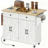 Kitchen island with charging station and drop leaf