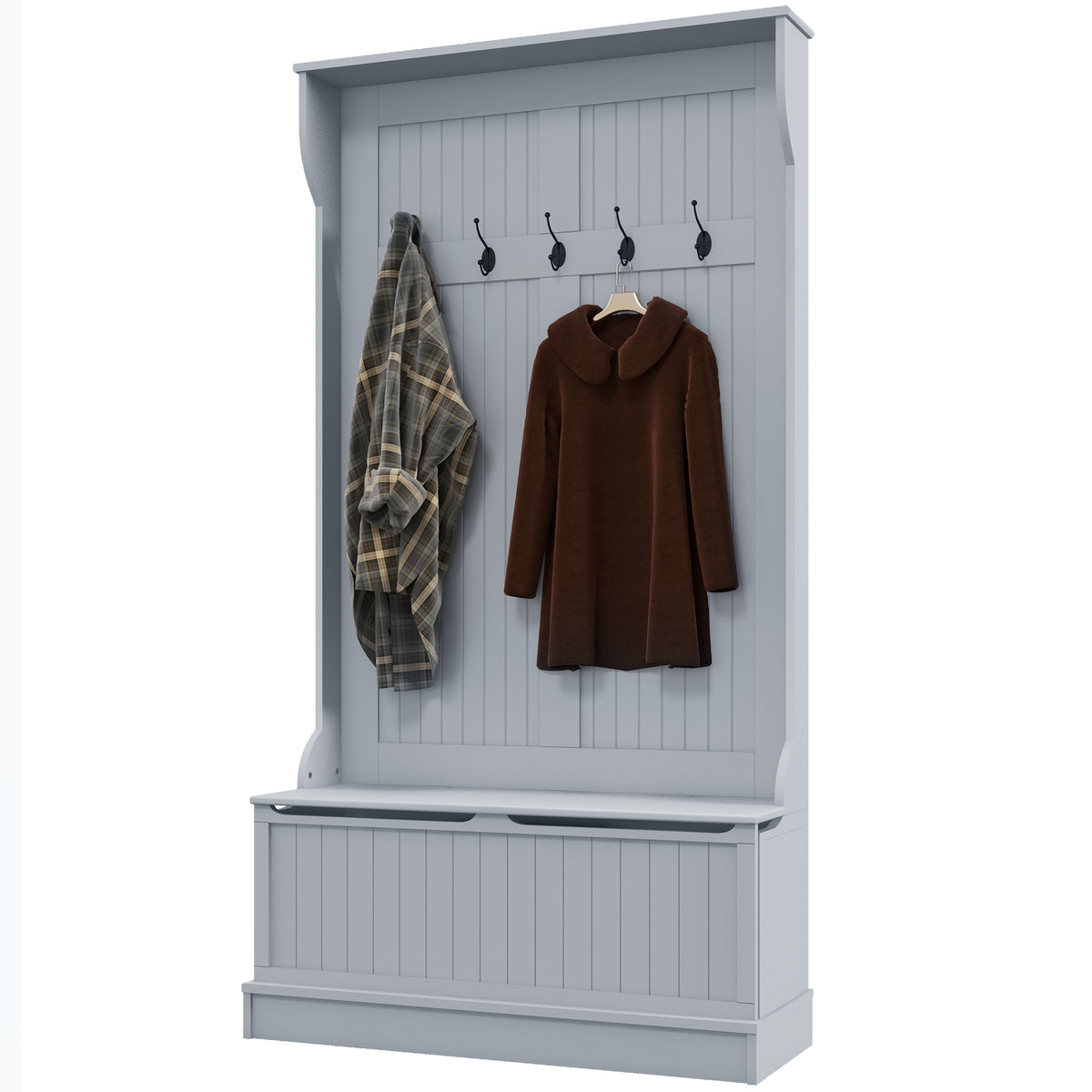 3-in-1 Hall Tree with Bench, Storage and Coat Rack