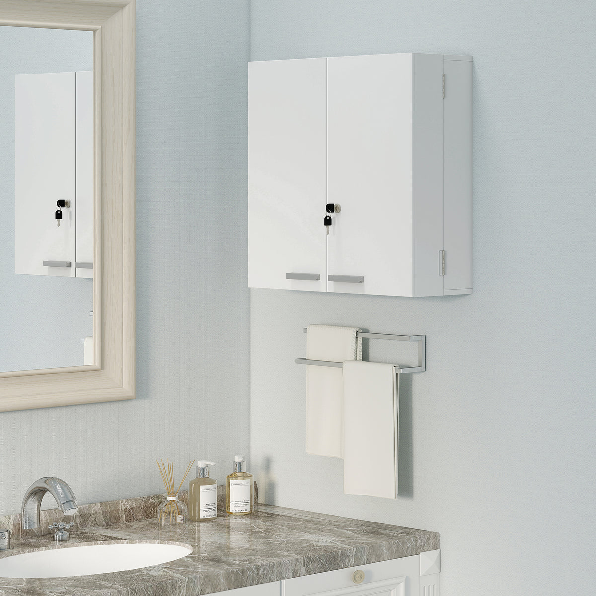 Wall mount lockable medicine cabinet