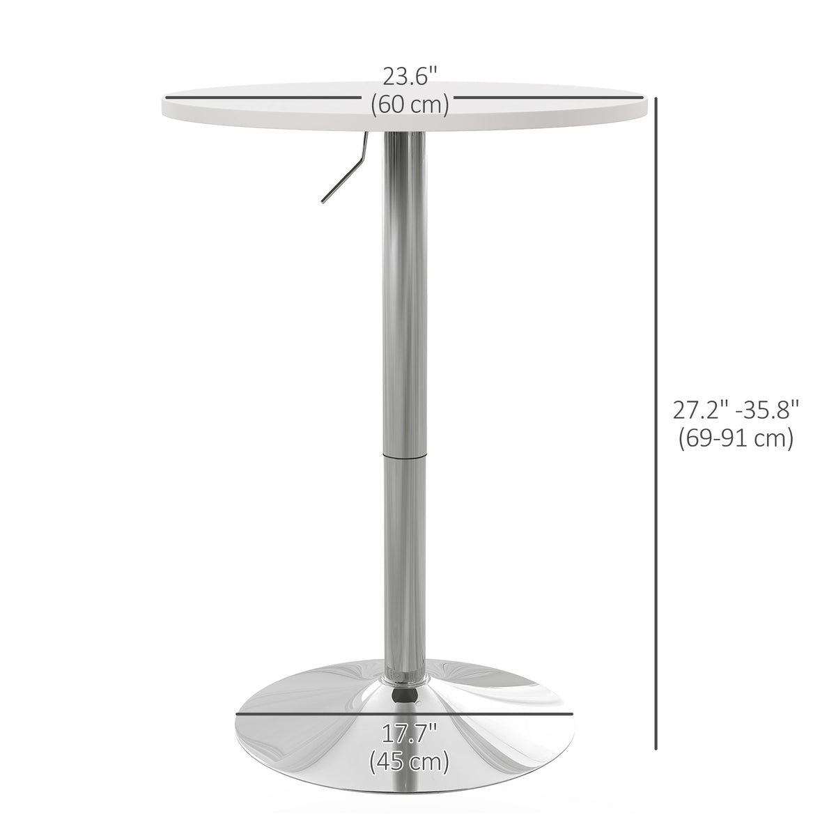 High top round adjustable steel bar table
