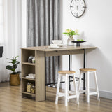 Extendable Bar Table with Adjustable Storage Shelves