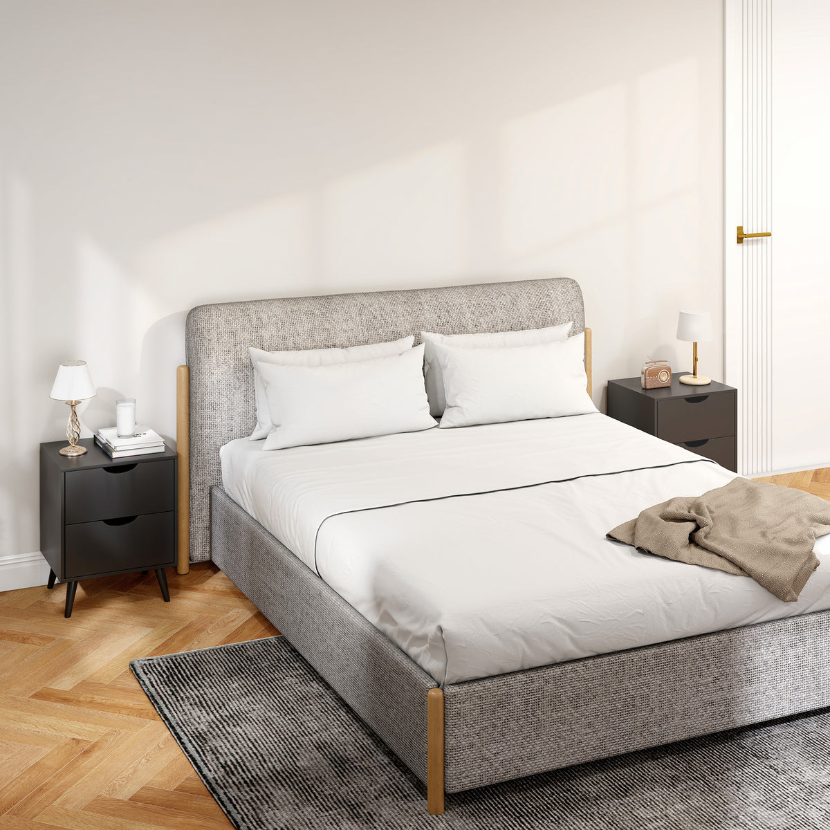 Modern bedside tables set of 2 drawers
