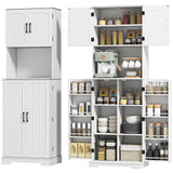Tall farmhouse kitchen pantry storage cabinet 181.5 cm