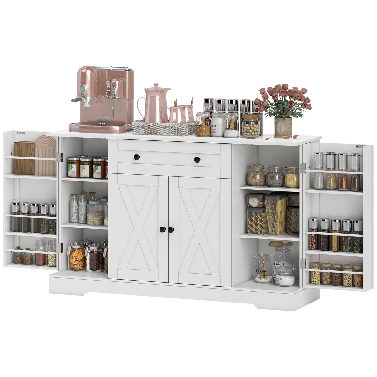 Farmhouse Buffet Sideboard Cabinet with Barn Doors