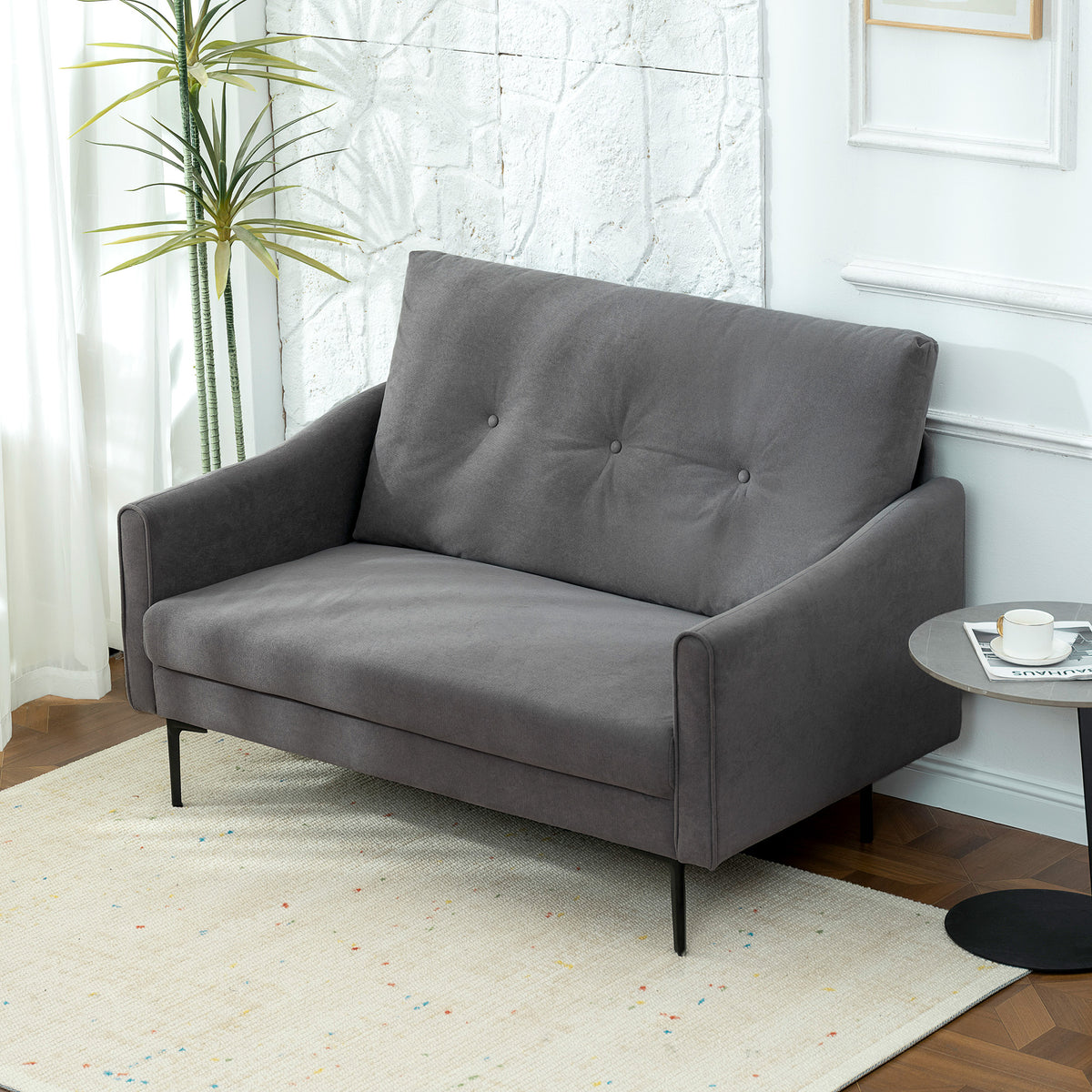 2-Seater Sofa Modern Velvet Button Tufted