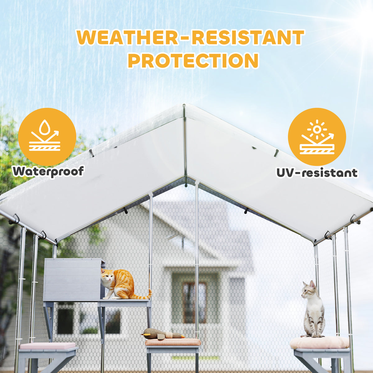 Reja exterior para gatos de metal impermeable