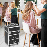 Maletín de maquillaje profesional con ruedas de aluminio
