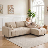 Reversible L-Shaped Sectional Sofa 4-Seater Linen