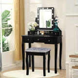 5-Drawer Vanity with 10-Bulb Swivel Mirror and Stool