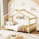 Twin wooden house bed for kids