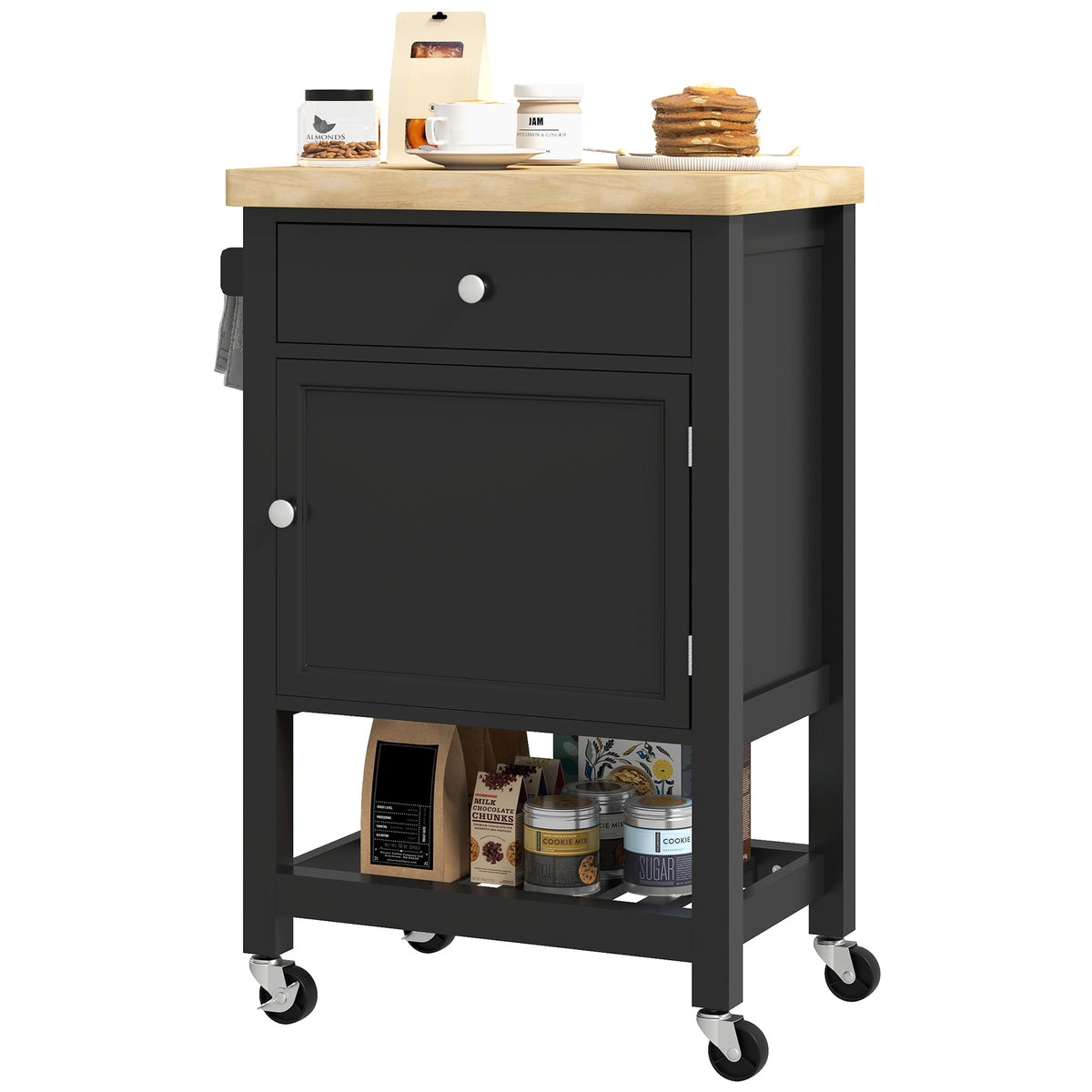 Rolling kitchen island wood cart