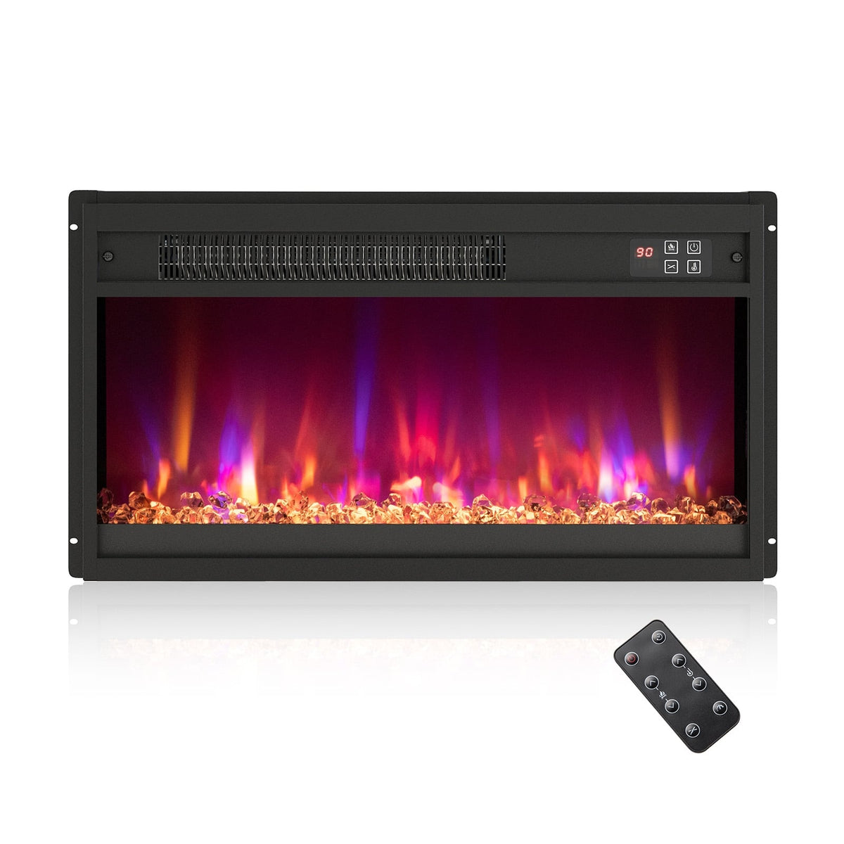 Foyer électrique encastrable 1500W avec télécommande