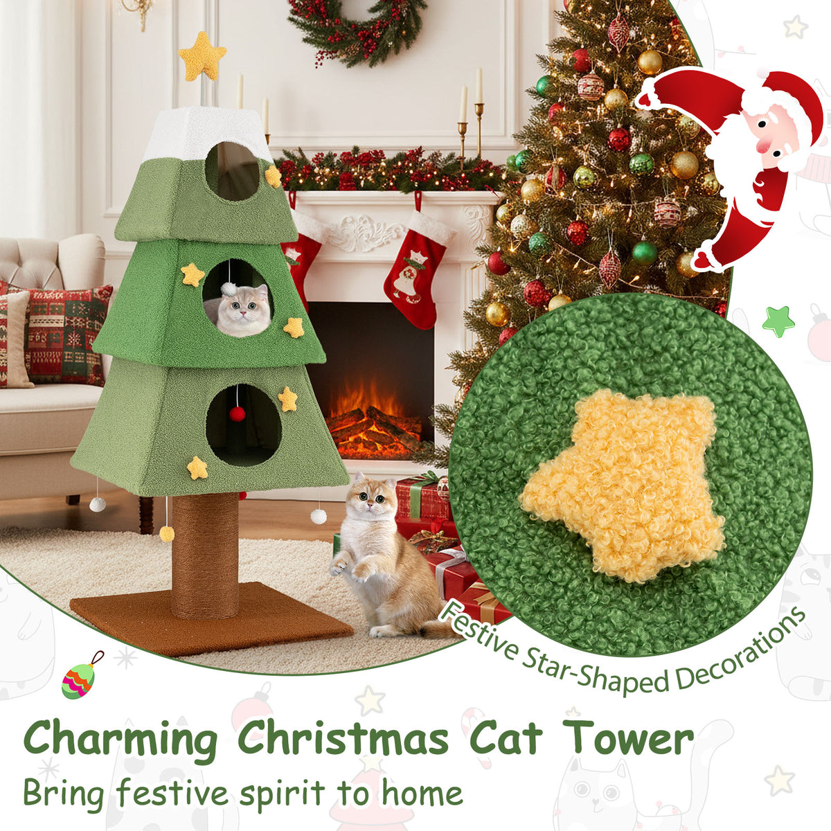 Arbre à chat de Noël à 3 condos