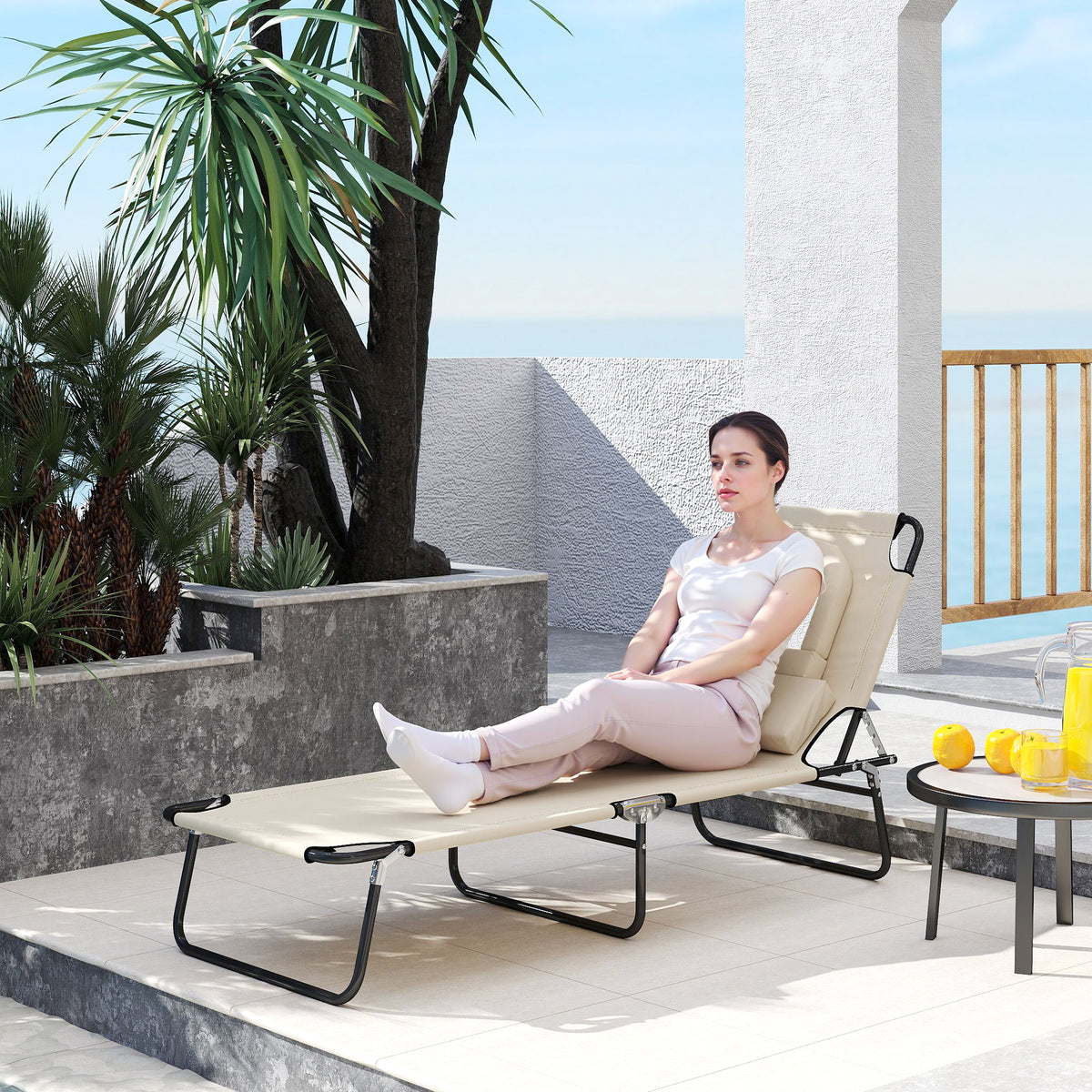 Tumbona plegable con orificio facial ajustable