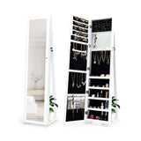 Lockable Freestanding Jewelry Armoire with Full-Length Mirror