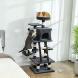 Árbol para gatos de varios niveles de 132 cm — gris