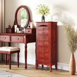 Jewelry armoire with mirror and 9 drawers