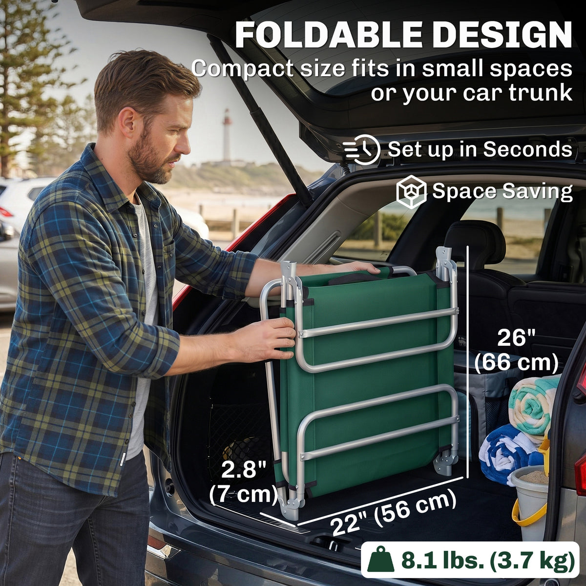 Folding Sun Lounger with Face Hole 5-Position