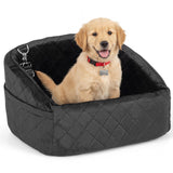Asiento de auto seguro y mullido para perros de viaje
