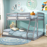 Litera de madera maciza con cama doble e individual