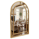Decorative wall mirror beaded frame — Gold
