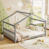 Full Size House Montessori Floor Bed with Headboard