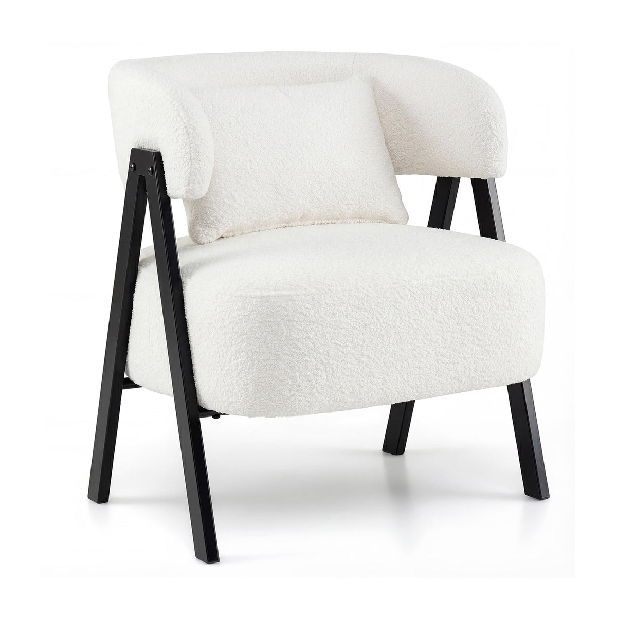 Fauteuil d'appoint tonneau en fausse fourrure de lapin