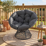 Swivel papasan wicker lounge chair
