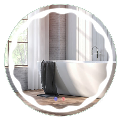 Round LED wall mirror smart touch button
