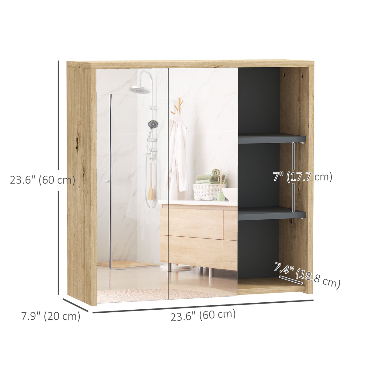 Wall mount medicine cabinet with mirror