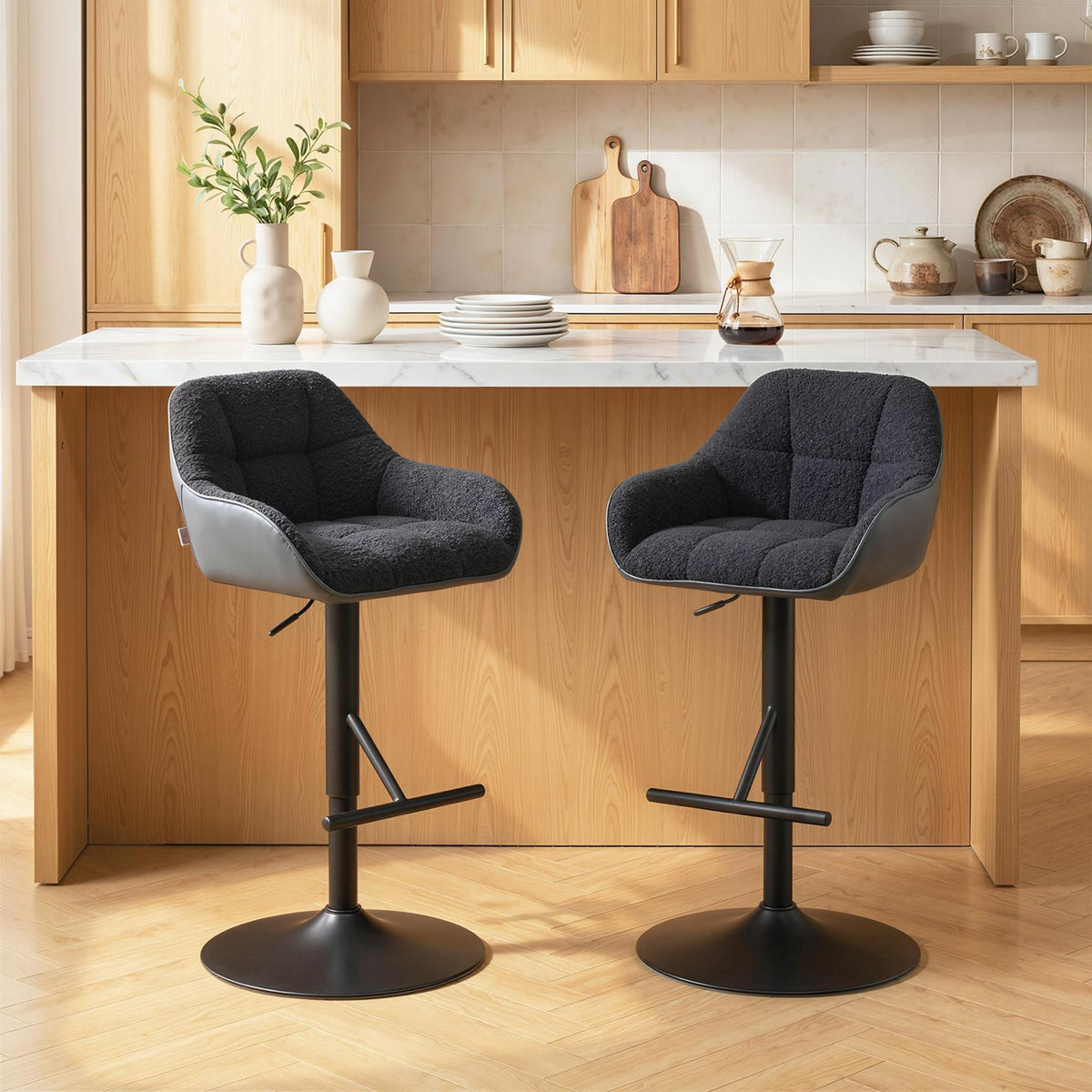 Swivel Bar Stools Adjustable Height with Backrest