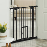 Retractable pet gate with cat door