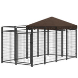 Outdoor dog kennel with waterproof canopy in steel