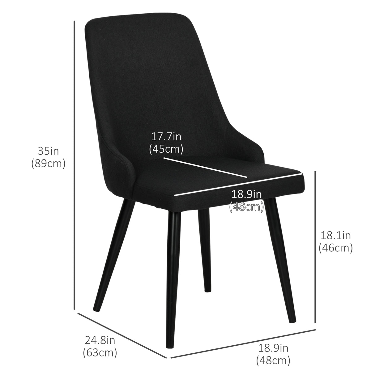 Modern Fabric Dining Chairs Set of 2