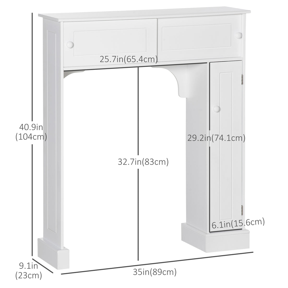 Mueble de almacenamiento de madera sobre el inodoro