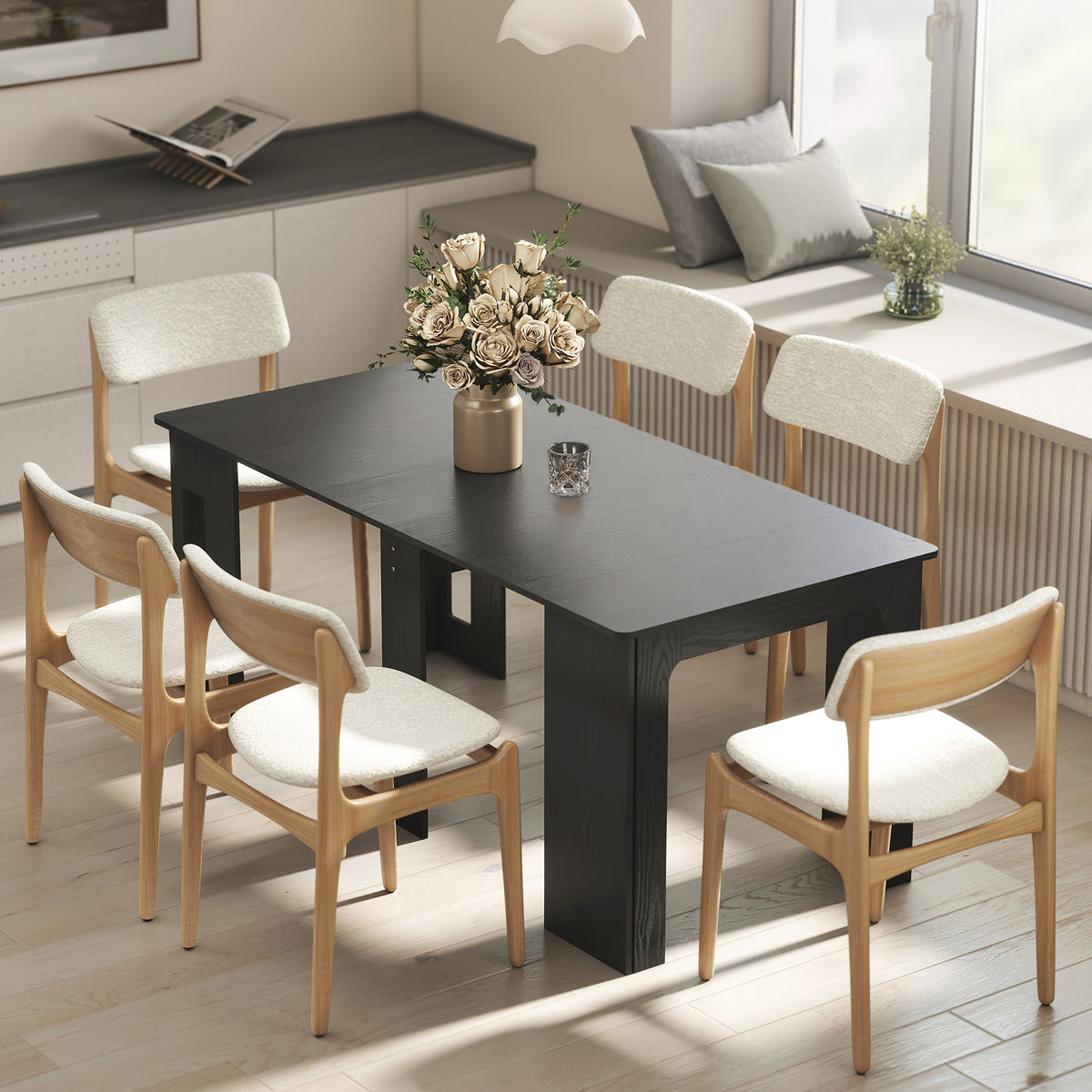 Extendable dining table 60-180 cm for 6-8 people