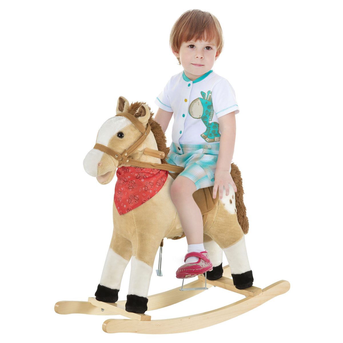 Kids plush ride-on rocking horse toy with sounds