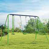3-in-1 Kids Metal Swing Set with Glider